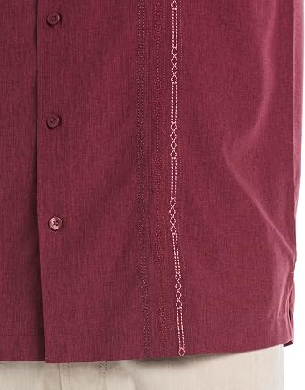 Cubavera Men's Embroidered Chambray Short Sleeve Casual Shirt Classic Fit With Button-down (Available in Big & Tall)