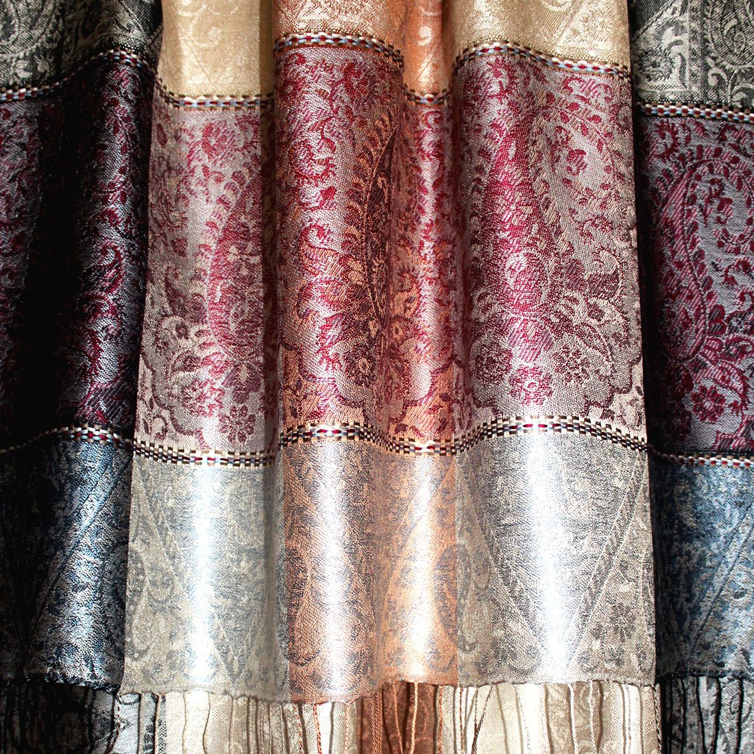 LORENZO CANA Pashmina di lusso, Sciarpa da donna in tessuto jacquard, 100% seta, 70 x 190 cm, modello Paisley, sciarpa di seta, pashmina di seta, colori armonici, 78079