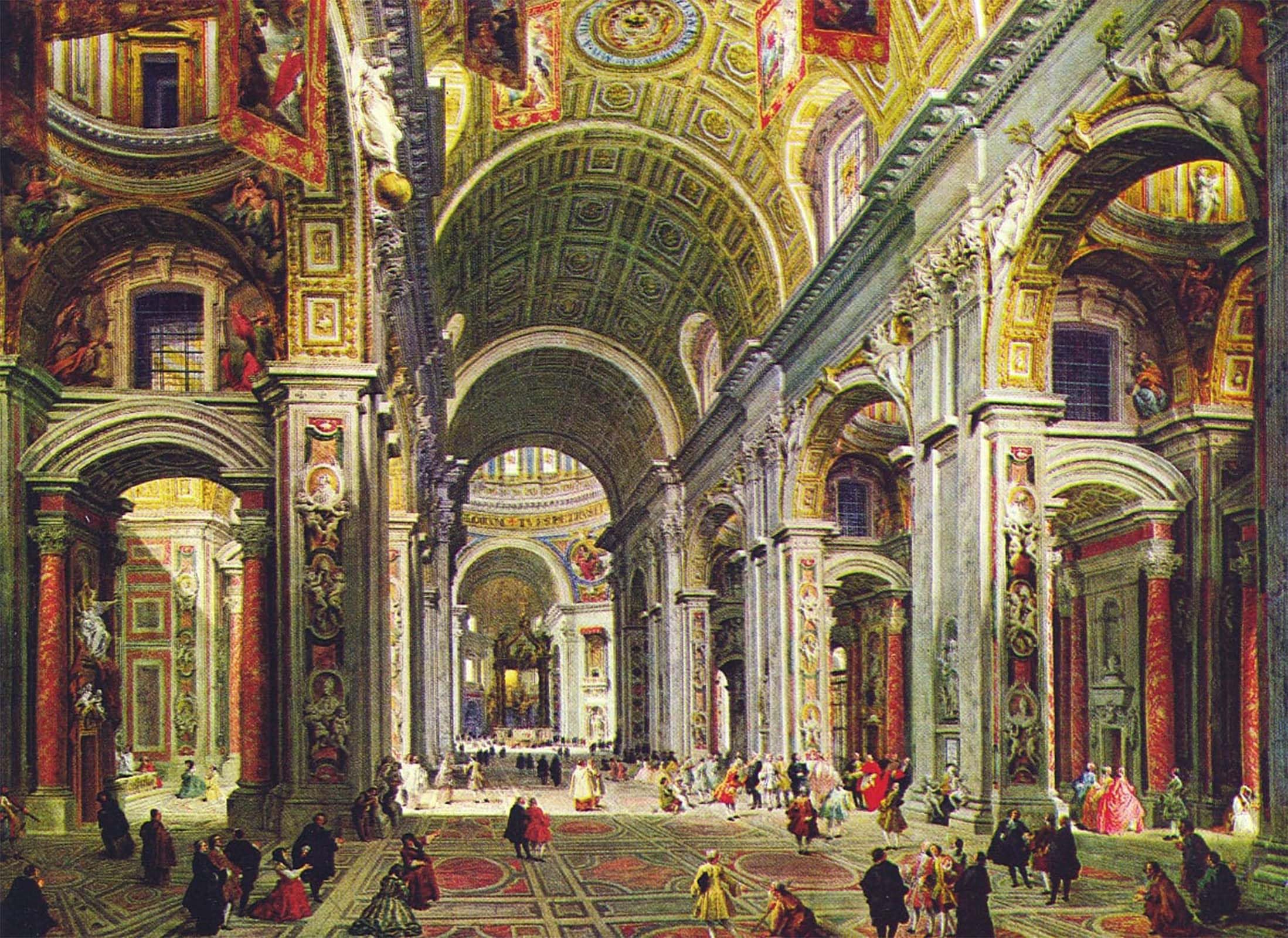 ARTXLXXBN Famous Painting Canvas Artwork Graffiti Print Interior of St Peter's by Paolo Pannini Portrait Canvas Image for Home Decor 60x90cm