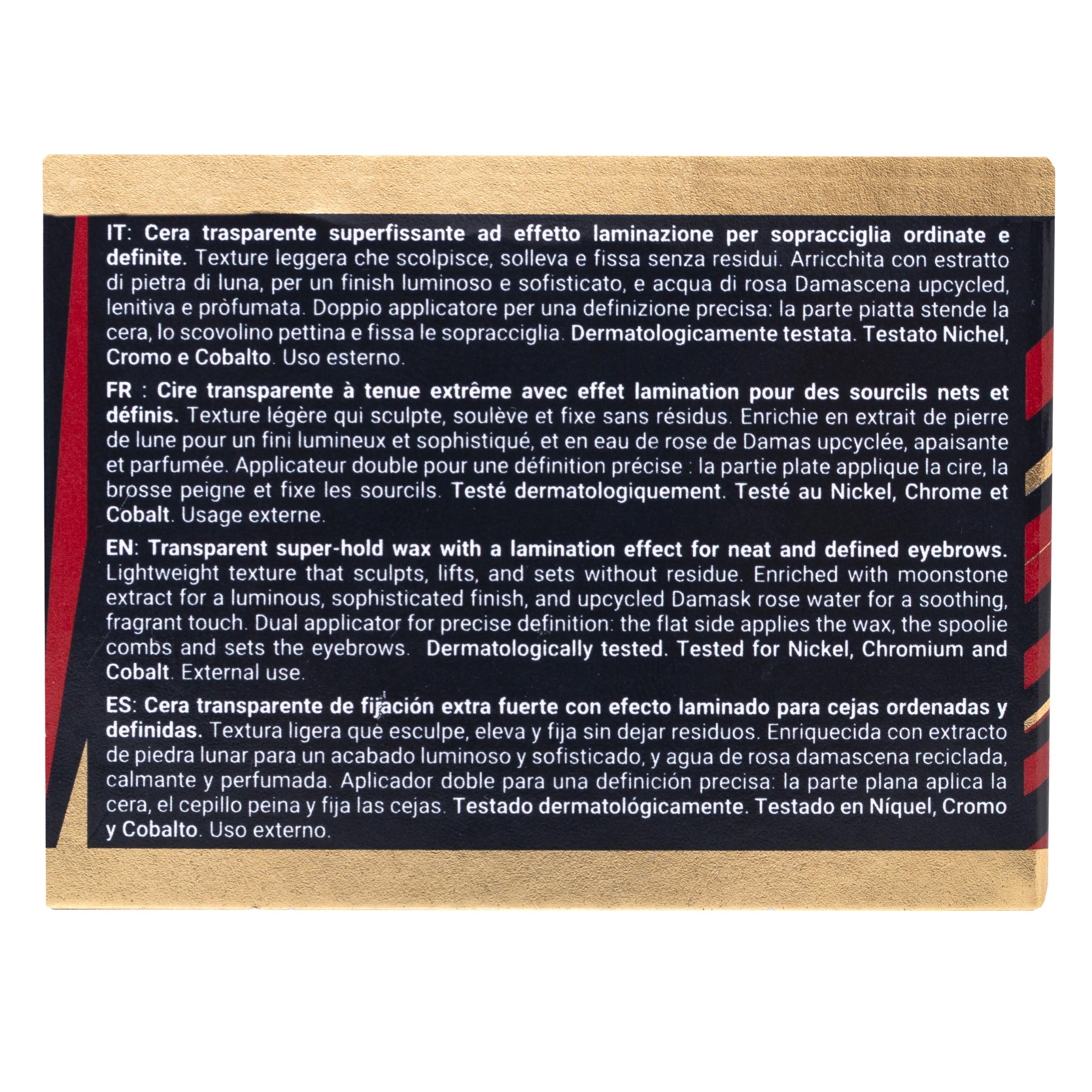 Rougj Cera Sopracciglia LA PECCHI - Fissante Sopracciglia Trasparente per Styling Naturale Effetto Laminazione con Acqua di Rosa - Brow Gel Pratico per Ritocchi Make up Veloci – Made in Italy