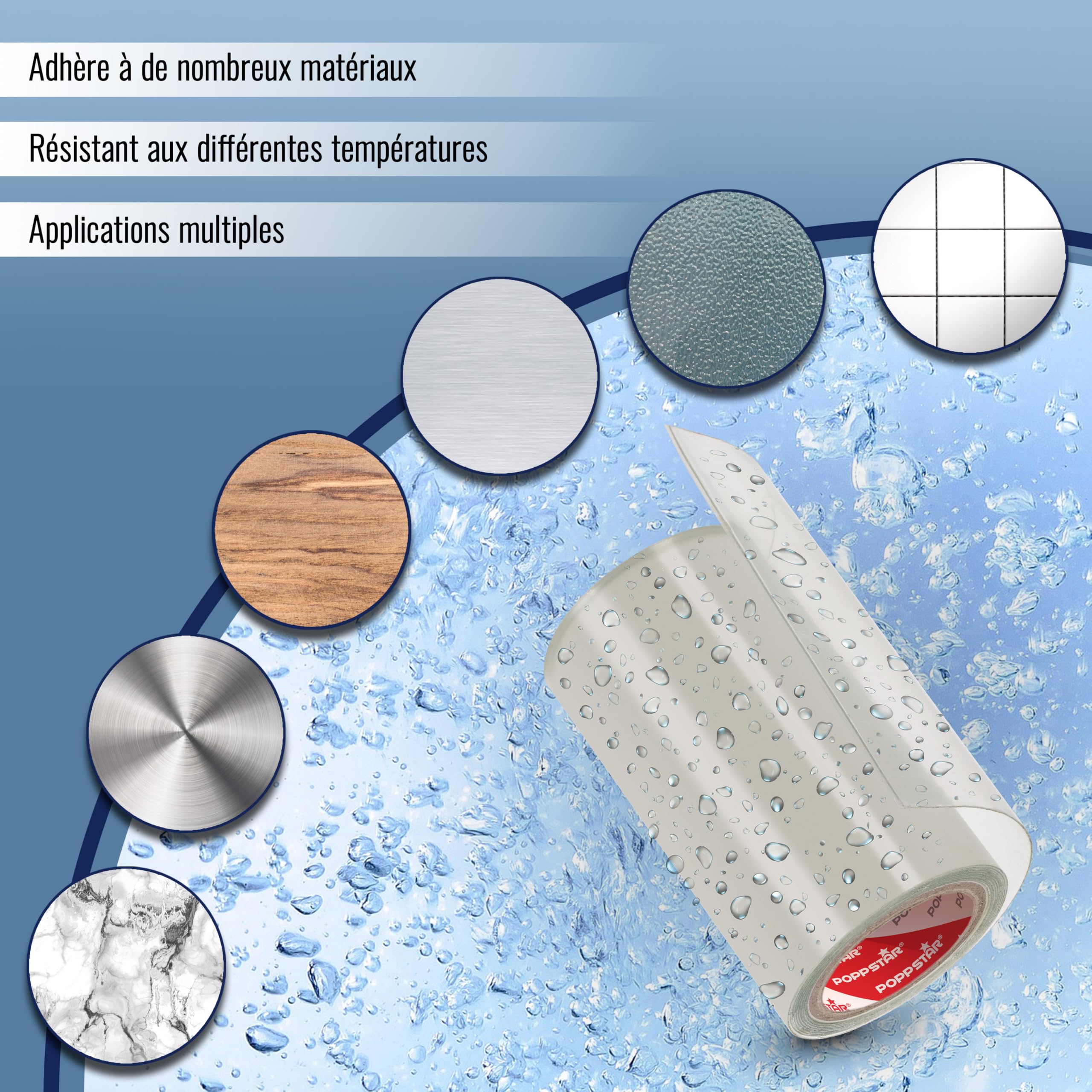 Bande imperméable transparente POPPSTAR 10cm x 150cm Ultra Fort réparation piscine tuyaux étanchéité auto-adhésive