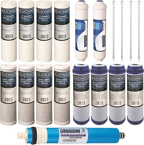 Juego de filtros de agua de repuesto de 19 piezas para nuestro sistema de ósmosis inversa UV de 6 etapas 100GPD