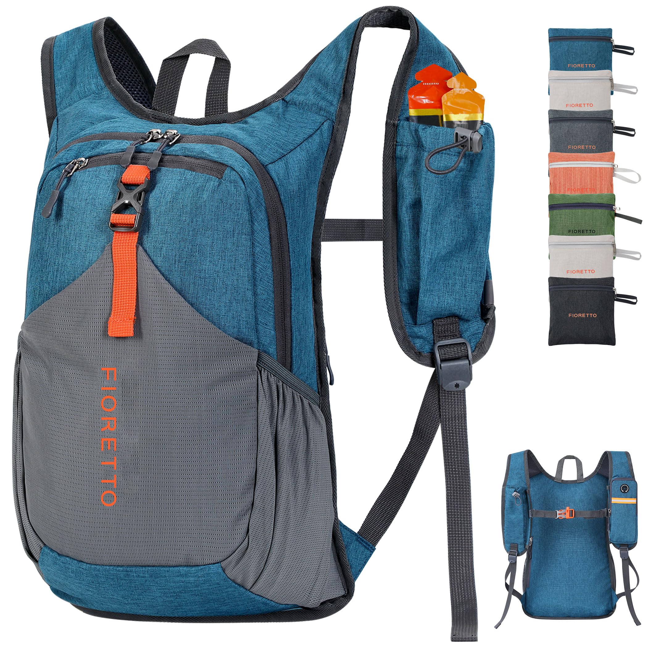 FIORETTO 15L Hiking Backpack for Women Men Mini Packable Backpack Lightweight Small Daypack for Camping Travel Outdoor, Turquoise