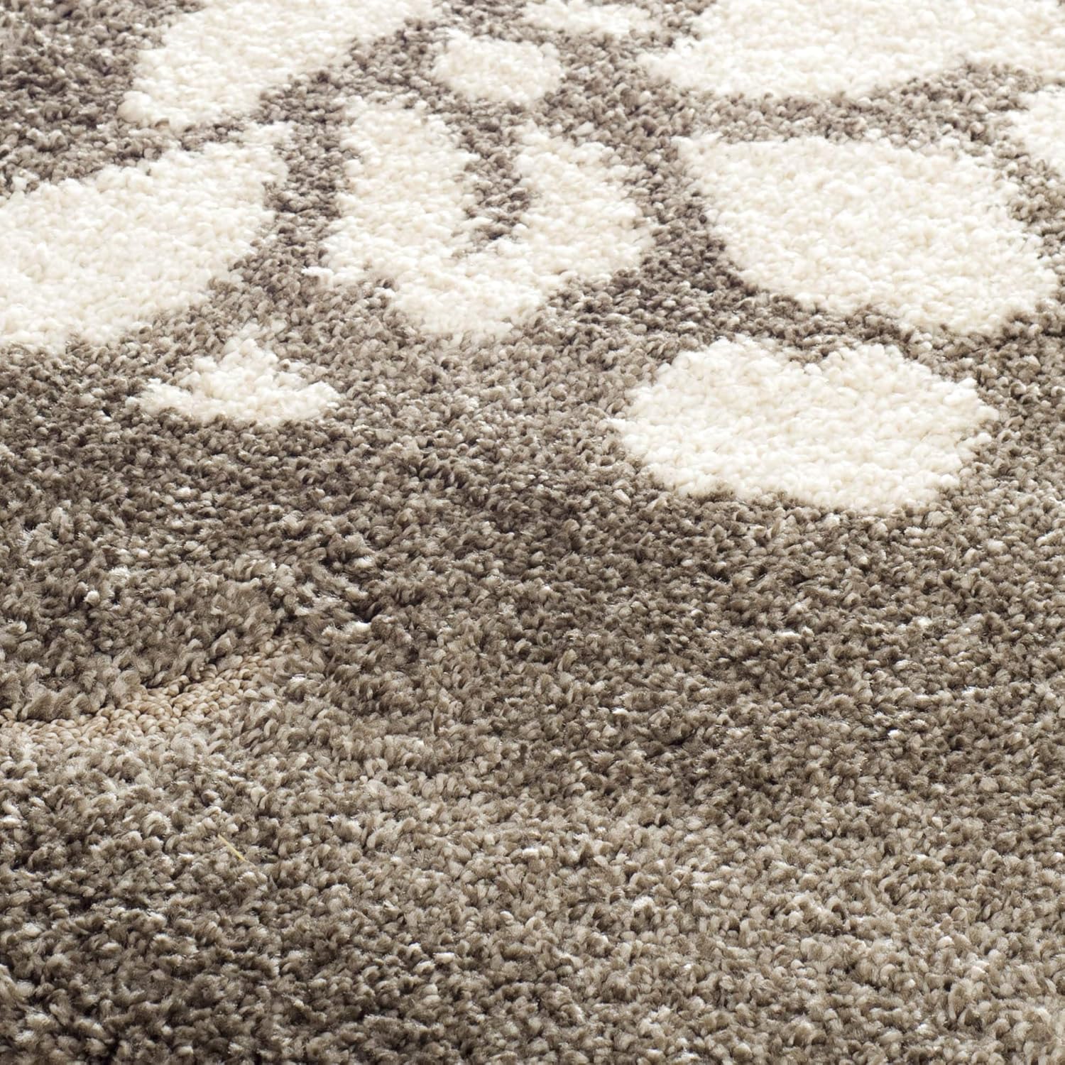 SAFAVIEH Florida Shag Collection Area Rug - 6' x 9', Smoke & Beige, Floral Design, Non-Shedding & Easy Care, 1.2-inch Thick Ideal for High Traffic Areas in Living Room, Bedroom (SG464-7913)