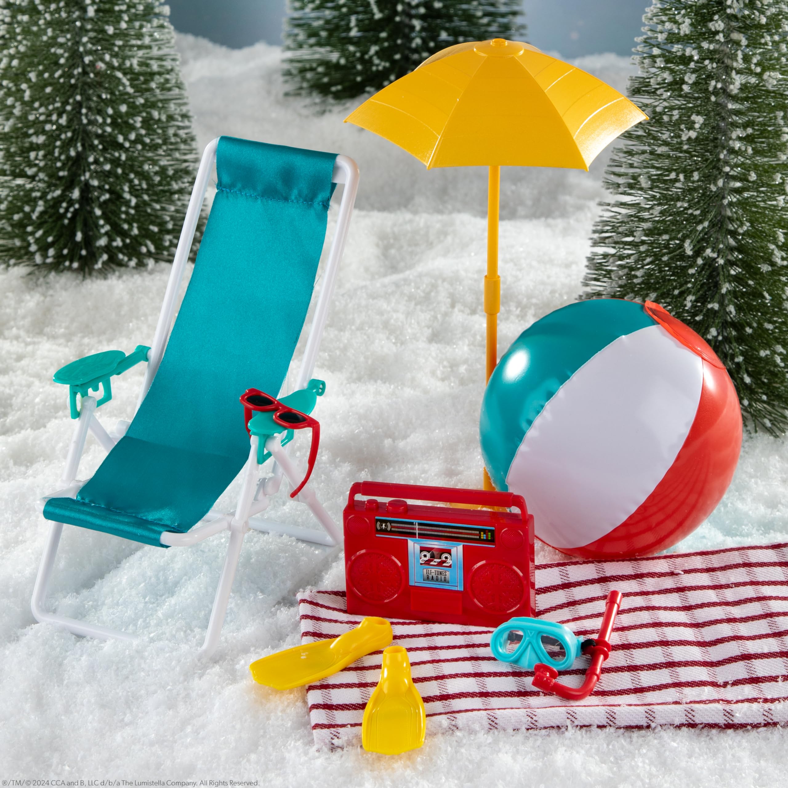 Elf On The Shelf Cefa Toys: Set De Playa Completo Con Silla, Sombrilla, Pelota, Gafas, Aletas Y Snorkel Para Niños +3 Años