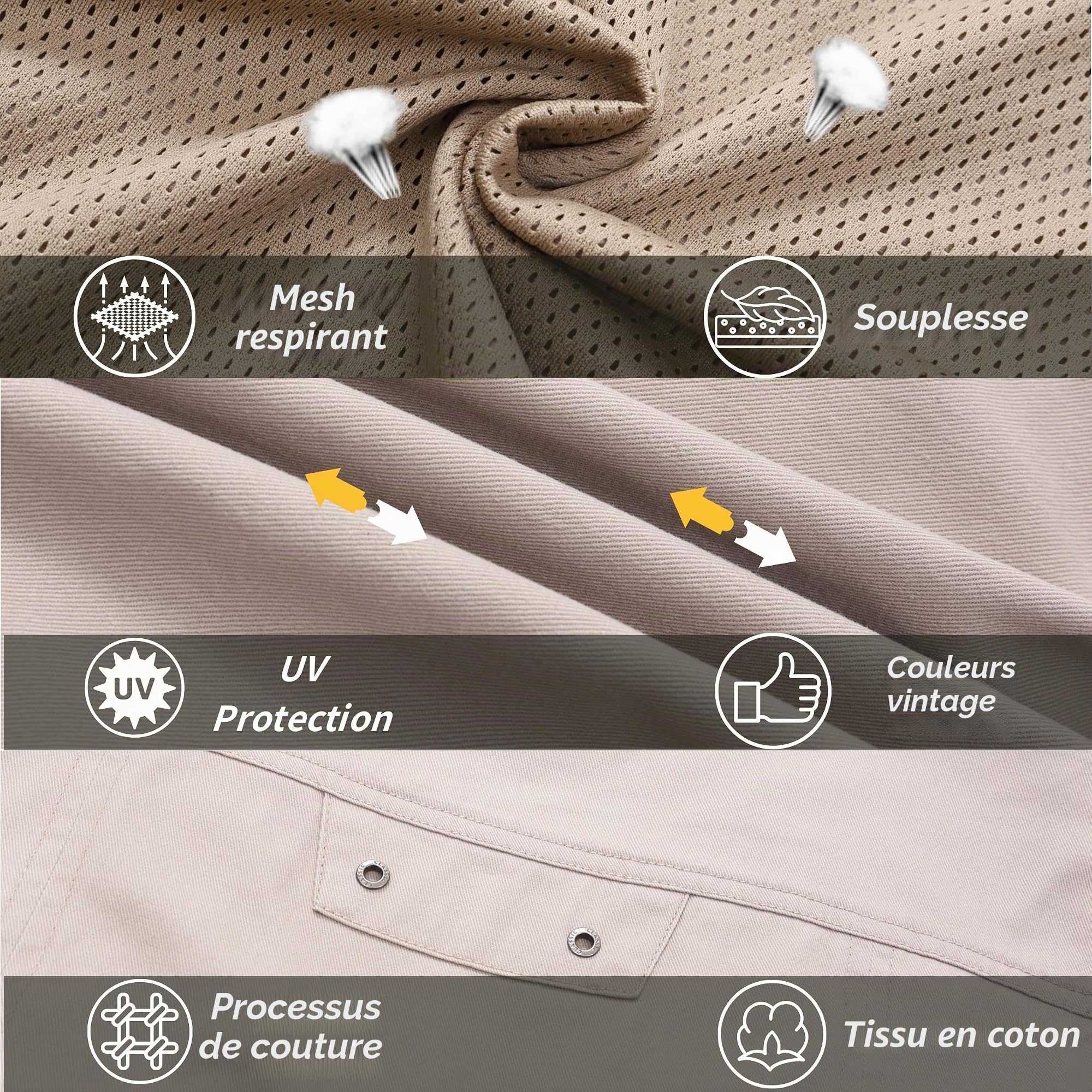 Homme Gilet de Pêche Multi-Poches Gilet de Plein air Sport Respirant Coton Gilets Grande Taille Loisirs Veste Respirant à Séchage Rapide Gilet pour Photographie Camping