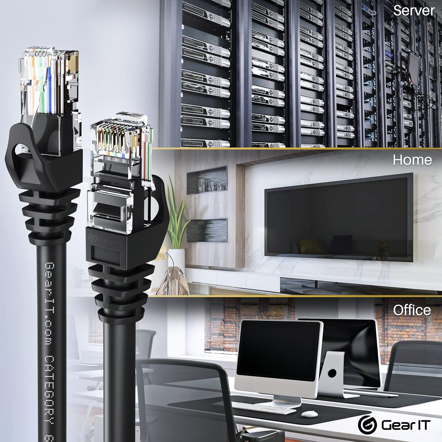 GearIT Cat6 Cable 0.5 ft 6 in (10-Pack) - Cat6 Ethernet Cable, Cat 6 Ethernet Cable, Cat6 Patch Cable, Cat 6 Patch Cable, Cat 6 Cable, Network Cable, Internet Cable - Black 0.5 Feet : Electronics
