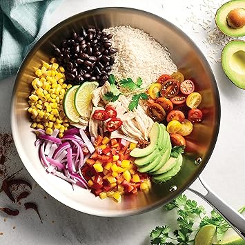 Tramontina Signature Tri-Ply Clad Stainless Steel 12-Inch Large Frying Pan, Induction-Ready Skillet, Dishwasher-Safe, NSF-Certified, Made in Brazil