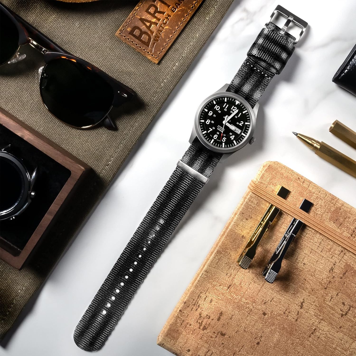 BARTON Elite NATO® Style Watch Strap - 18mm, 20mm, 22mm or 24mm - Seat Belt Nylon Watch Bands