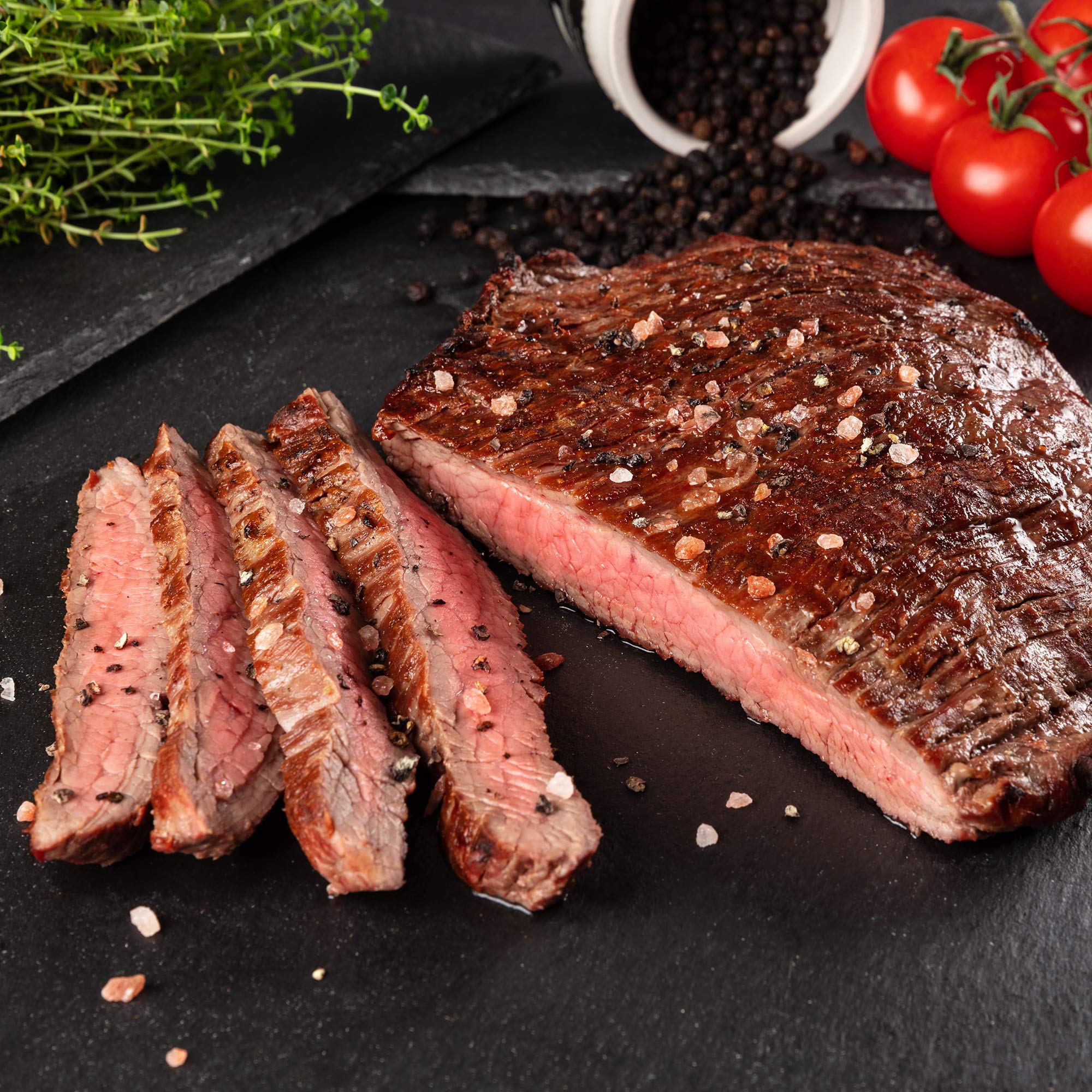 WURSTBARON® Flanksteak-Set, frische Steaks vom Rind, ideal für den Grill, aromatisches und saftiges Grillfleisch, Premium-Qualität aus Bayern, Grillpaket mit 4 Steaks