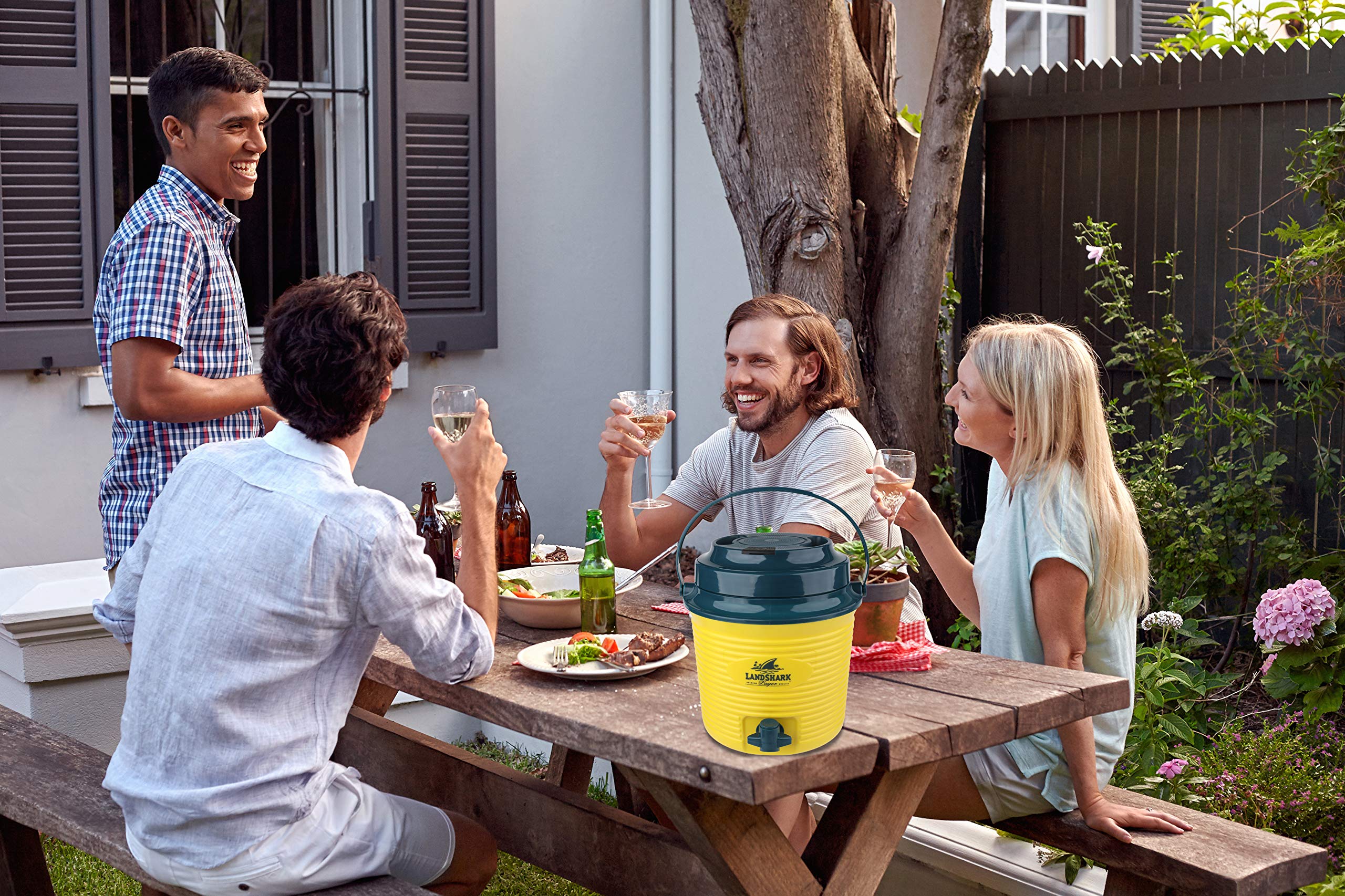 Landshark “A Sip of Summer” Bluetooth Wireless Speaker & Cooler Bluetooth Speakers, Fun Drink & Beer Cooler, Water Resistant Outdoor Speaker, Unique Landshark Design