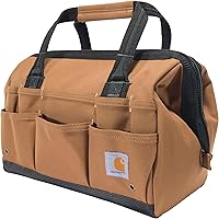 Carhartt 14-Inch 26-Pocket Heavyweight Tool Bag - Water-Resistant 1200D Polyester, Internal Frame, Durable Brown Storage