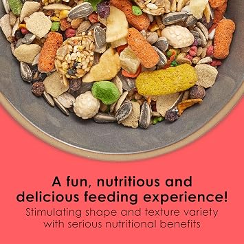 Kaytee Fiesta Conure Bird Food, Nutritious Fun Blend, 4.5 Pounds | Parrot food for foraging fun. Blend with grains, seeds, fruits and vegetables. Bird feed, omega-3s, probiotics