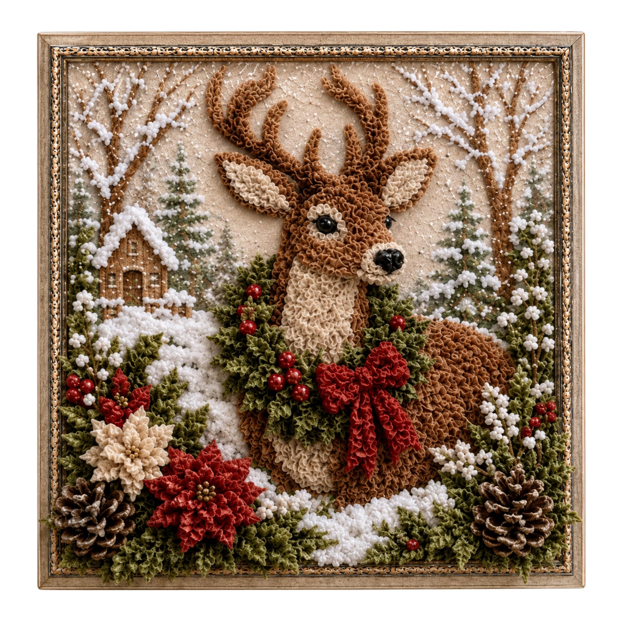 DIY Christmas Fabric Poke Art Kits for Adults 7.87in