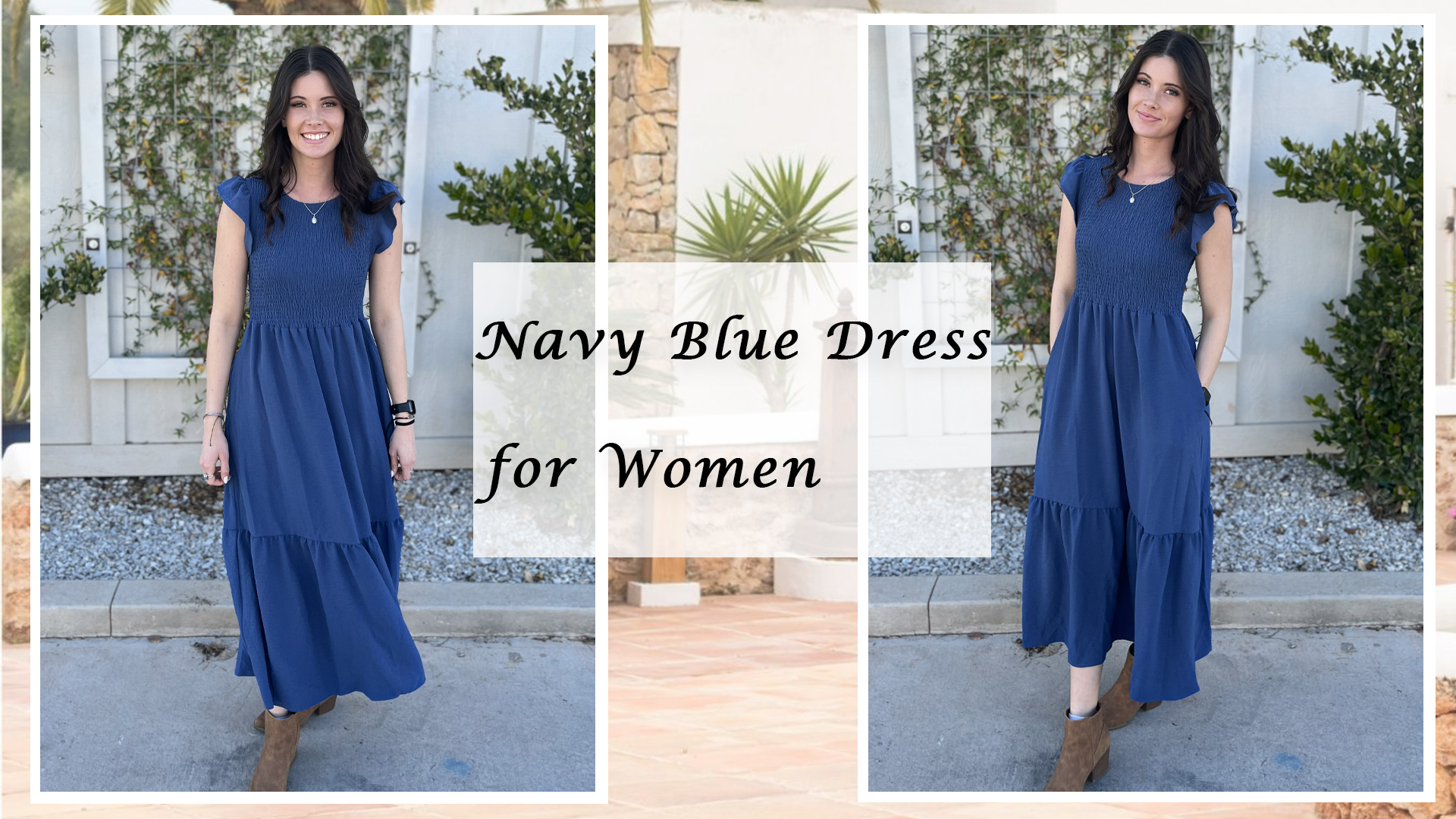 OFEEFAN Casual Dress Womens Maxi Dresses Tiered Dress Long Summer Dress Navy Blue XL : Clothing, Shoes & Jewelry