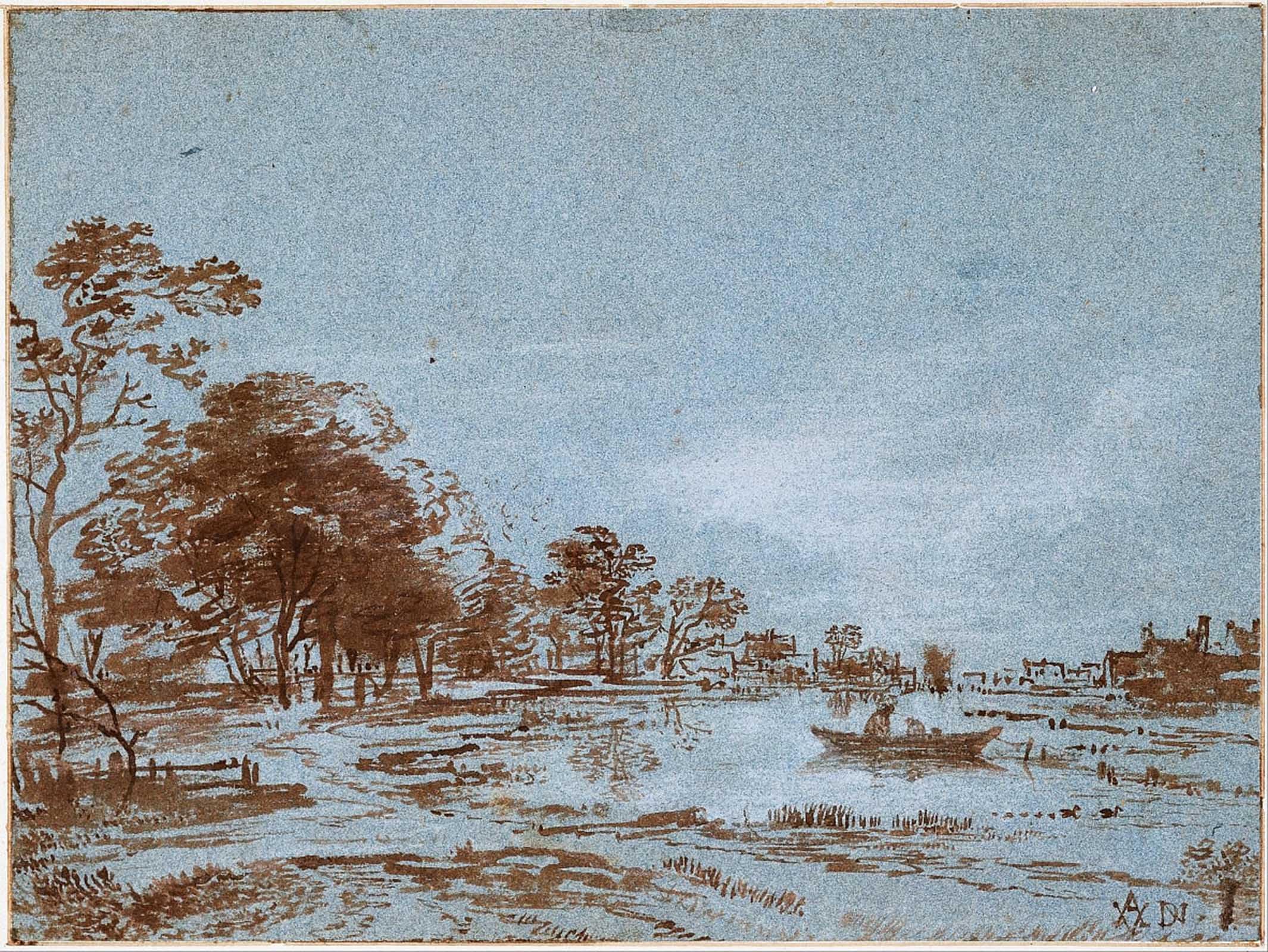 SERENDIPITP Abstract Painting Mural Print Picture Wall Decor Painting River Landscape by Aert Van Der Neer Vintage Wall Artwork for Home Decor 60x90cm