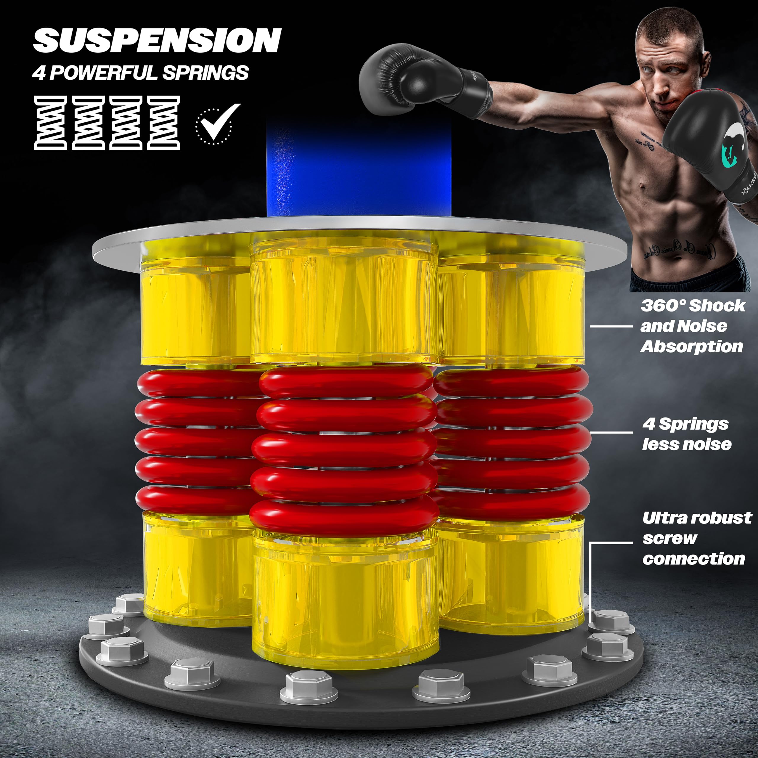 KESSER® Boxsack Set stehend Erwachsene mit Boxhandschuhe + Springseil, Kickboxsack, Freistehender Standboxsack MMA Boxpartner Boxing Trainer Fitness Boxsack mit Saugfuß