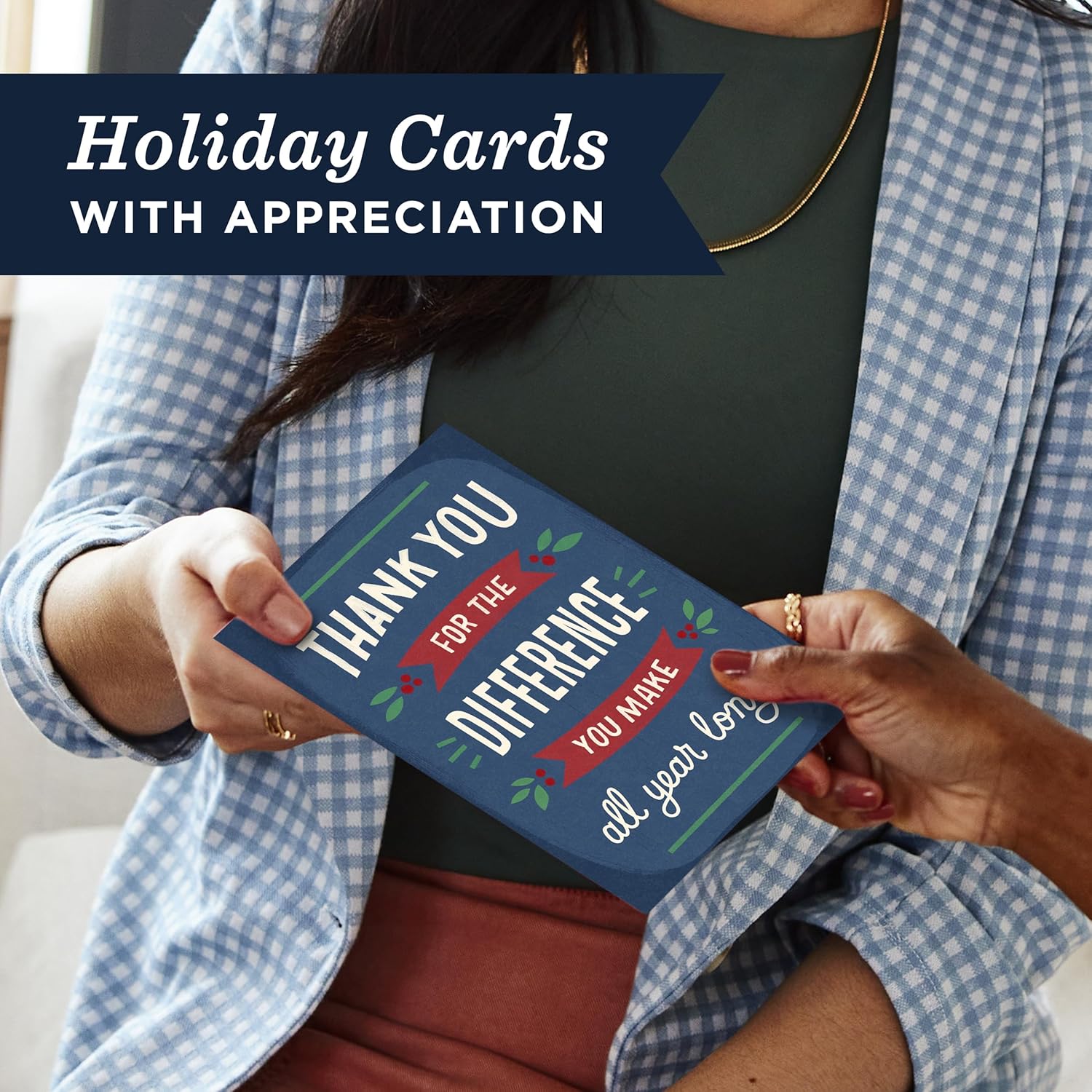 Hallmark Business Bulk 25 Pack Company Holiday Cards for Employees & Customers (You Make a Difference), 5 x 7 Cards, Message Inside, Envelopes Included