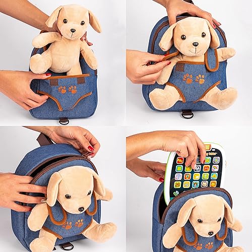Miniatura 4 de Mochila de juguete para perros pequeños con correa para niños y niñas, de 2 a 5 años, con cachorro de peluche