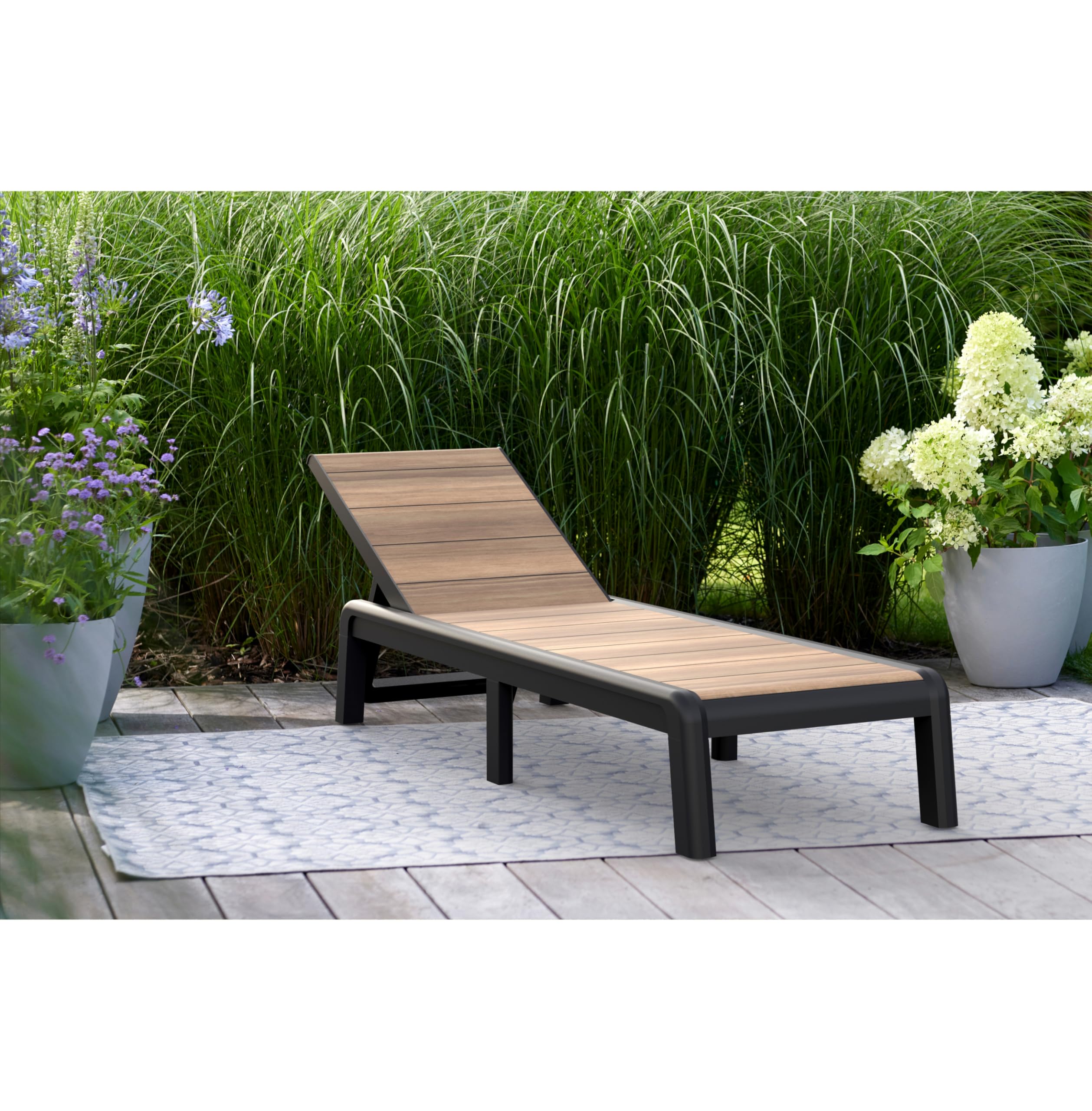 Keter Avon-Tumbona de Jardín Plegable, para Exterior terrazas, Patios, Jardines, 4 Posiciones, Color Marrón