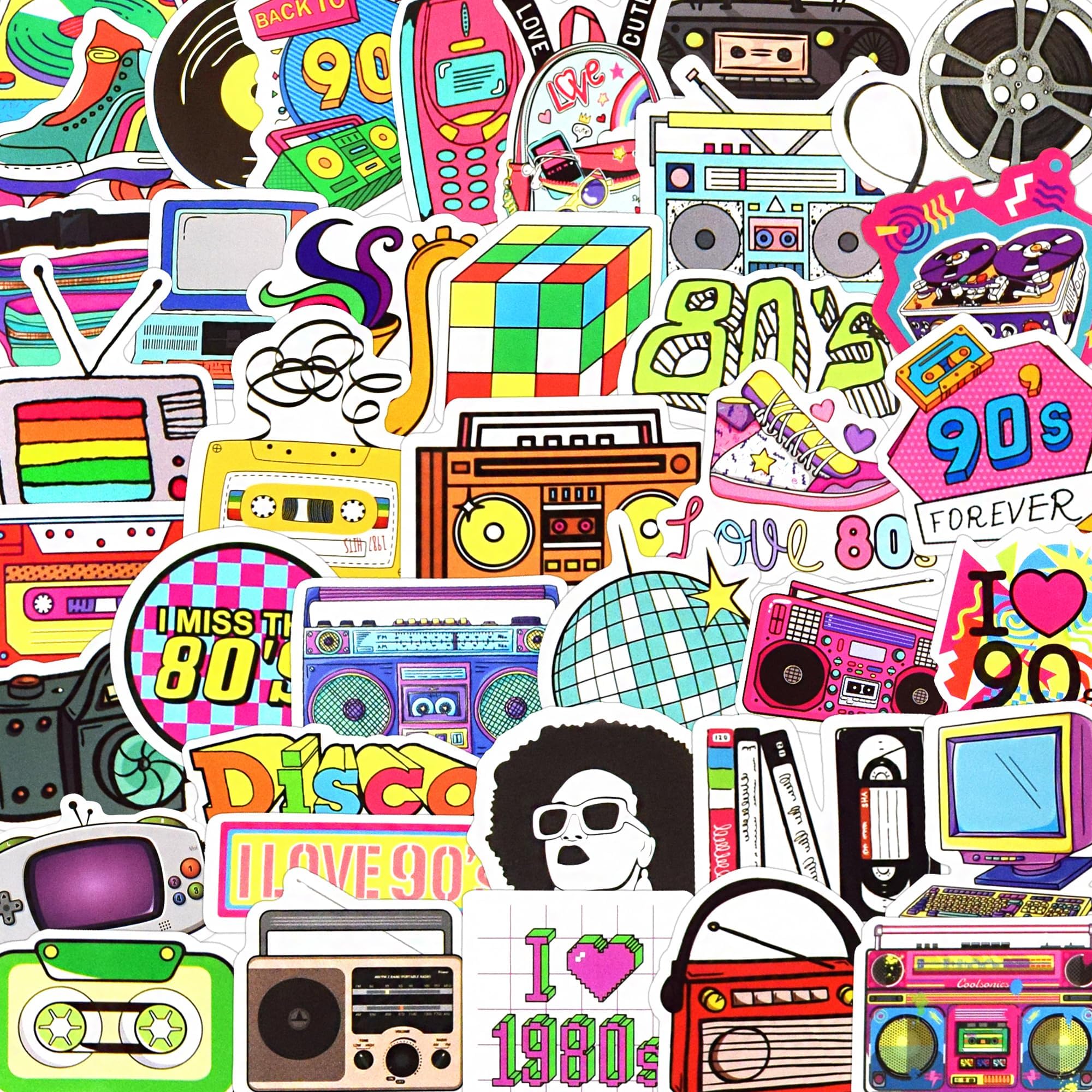 70Pcs 80s 90s Stickers Retro 90s Stickers for Water Bottles 80s 90s Party Decorations Nostalgia Gifts for Adults Waterproof Stickers Packs