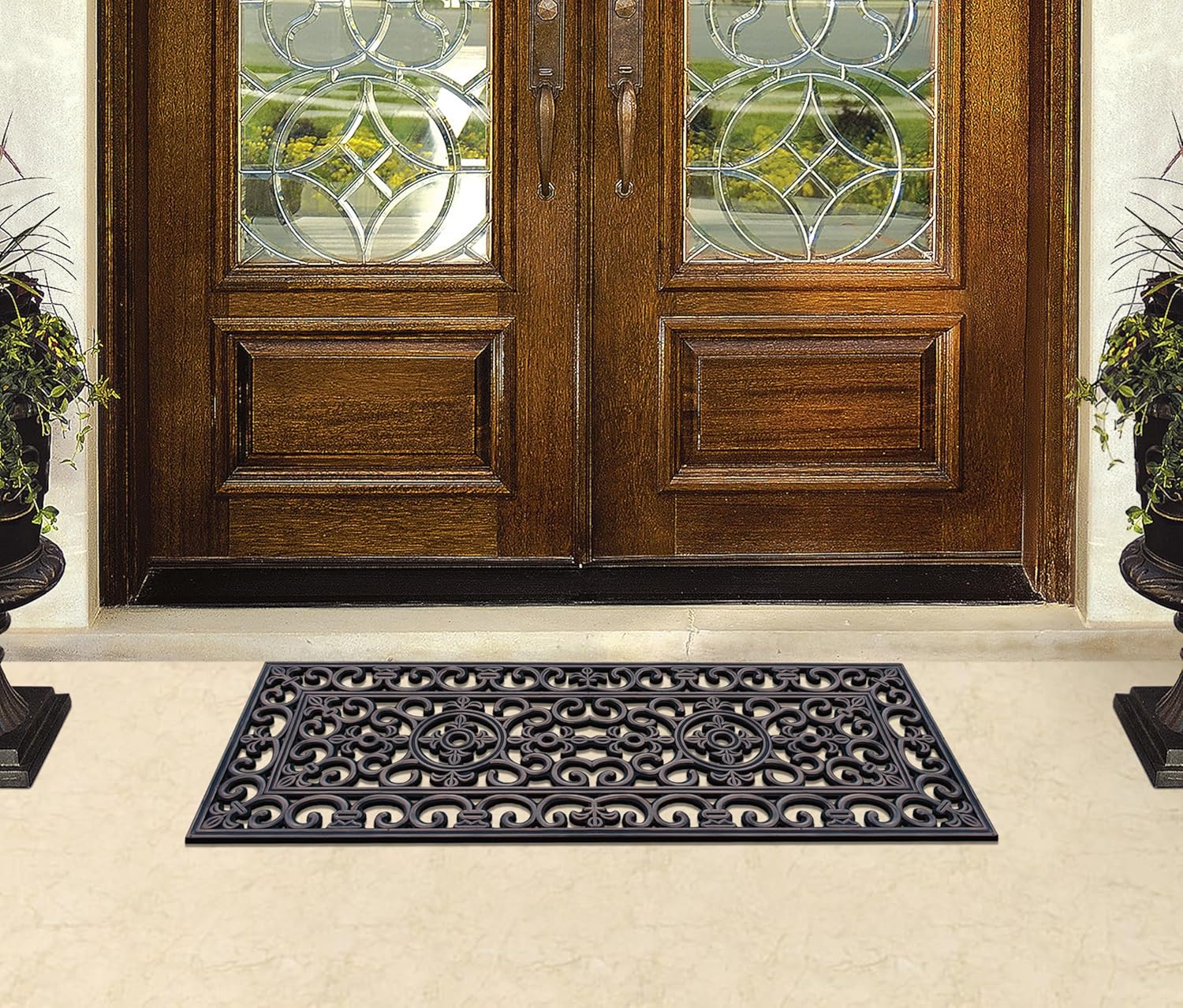 A1HC Natural Rubber Outdoor Doormat, 18"x48”, Ideal for outside entryway,Scrapes Shoes Clean of Dirt & Grime,Heavy Duty Door mat for Indoor Outdoor, Doormats for Entry,Patio, Busy Areas