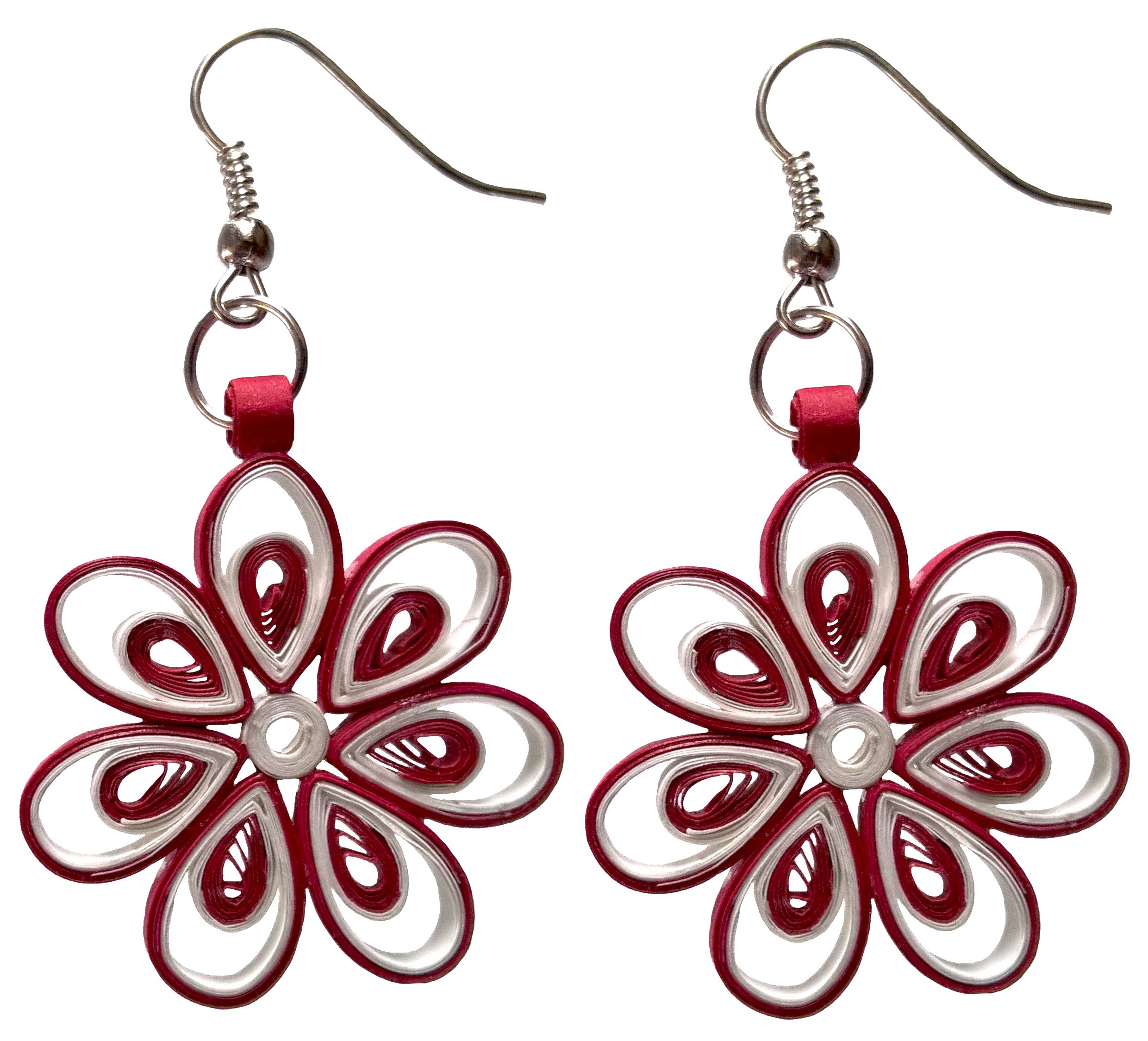 Red White Handmade Lightweight Eco-Friendly Paper Quilling Earrings Regular Collection for Women & Girls DSERB013-image-42