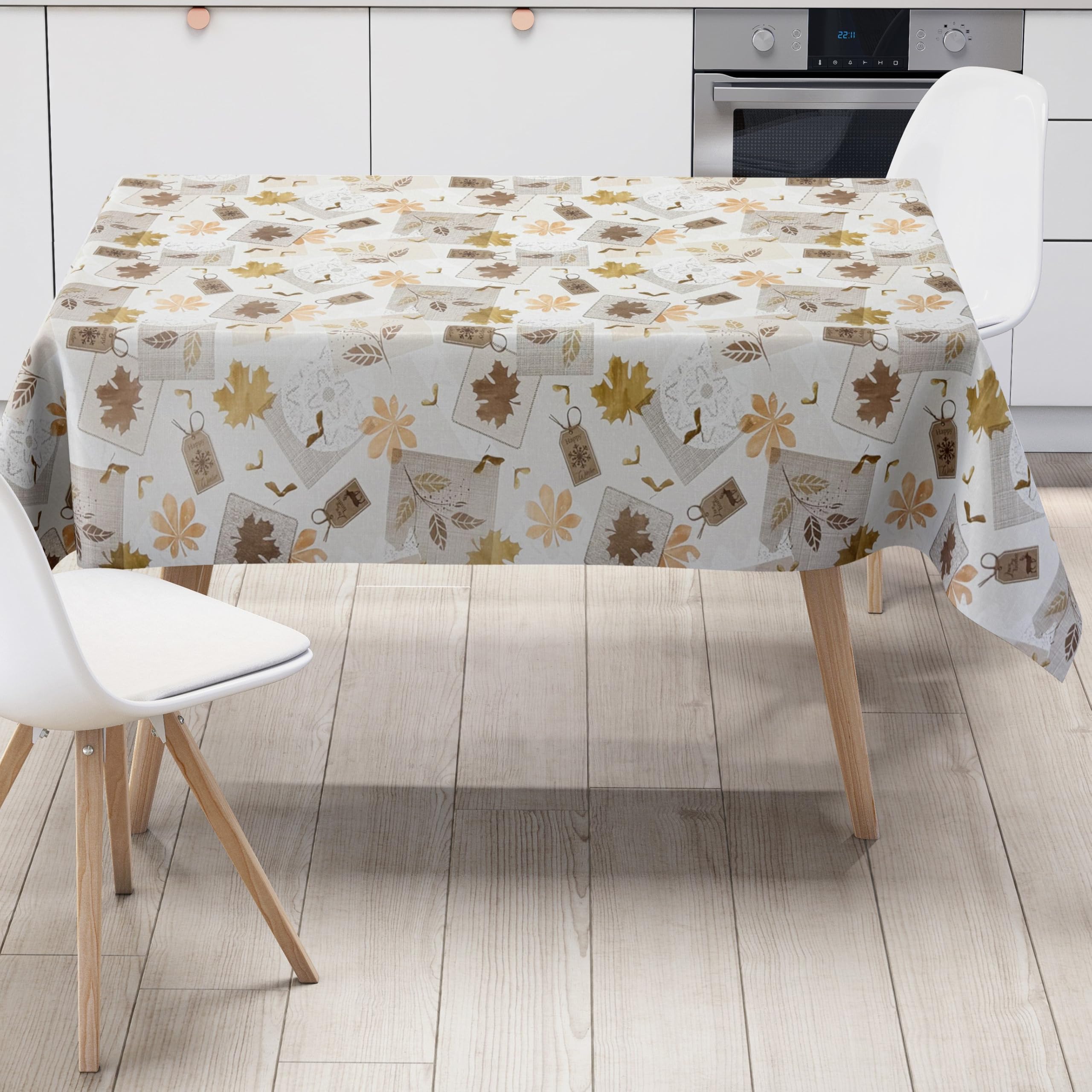 Wachstuch Tischdecke K121A Herbst KÜSST Winter Laub Blätter - Größe und Form frei wählbar + knickfreier Versand + gerollt auf Papphülse