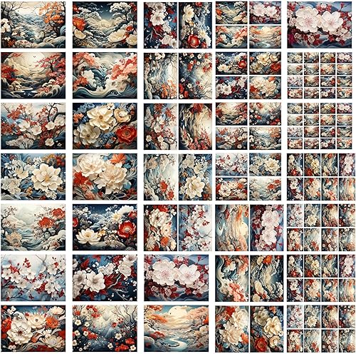 Miniatura 4 de Decoupage - Paquete de papel (35 hojas de 6 x 8 pulgadas), hermoso arte texturizado de flores de primavera y otros bonitos paisajes japoneses,