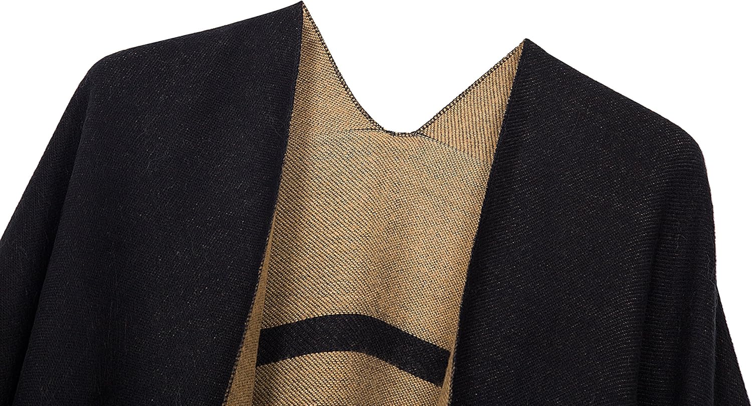 Urban CoCo Women's Printed Tassel Open front Poncho Cape Cardigan Wrap Shawl - Image 3