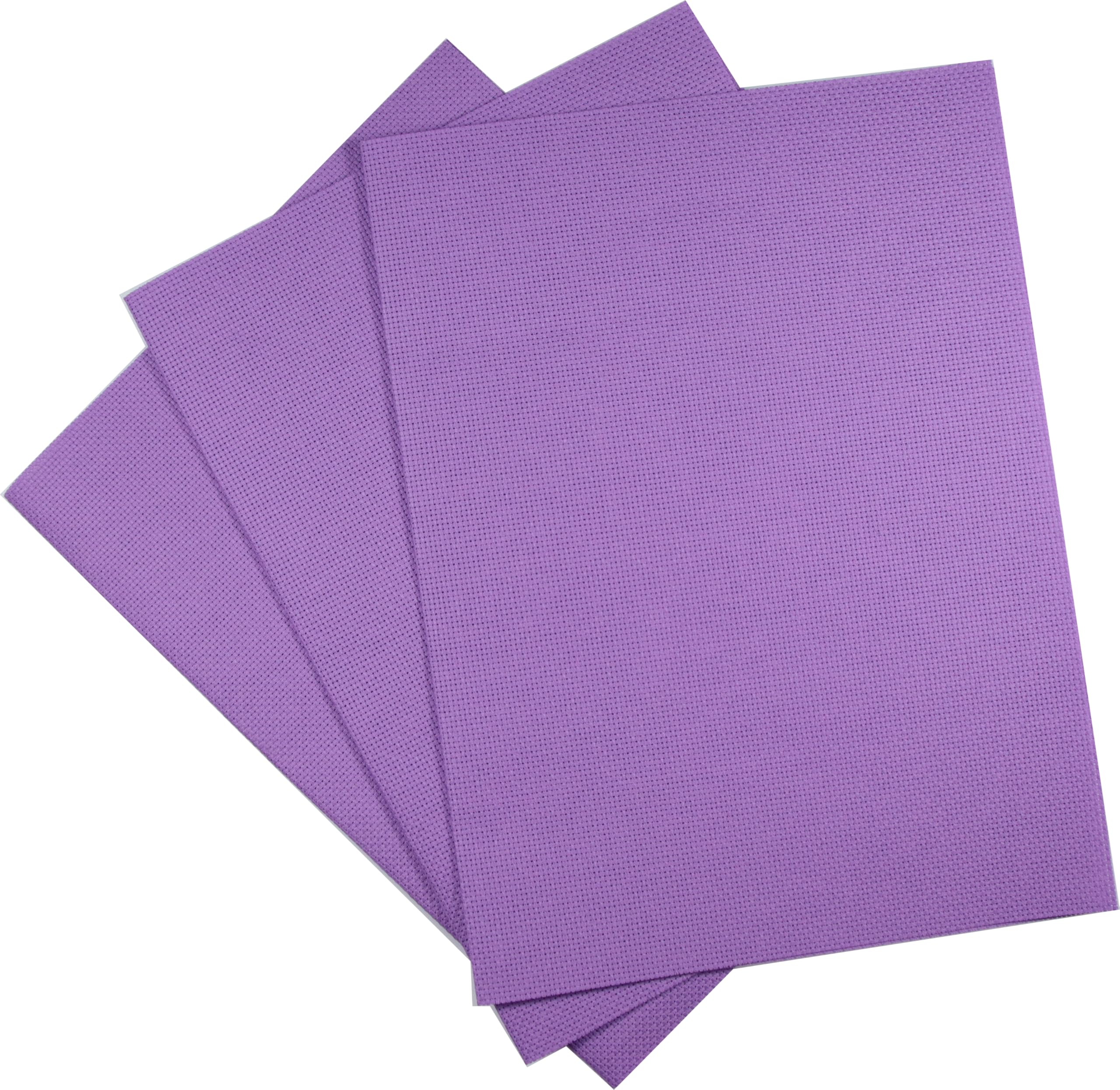 KCS 3 pc of 12" x 18"(30cmx45cm) Counted Cotton Aida Cloth Cross Stitch Fabric (Lavender, 14CT)
