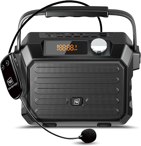 WinBridge Wireless Voice Amplifier for Teachers, 30W Portable PA System with UHF Headset Microphone & Bluetooth Speaker, for Classroom, Fitness Instructors, Public Speaking, TWS, FM, Recording, H5