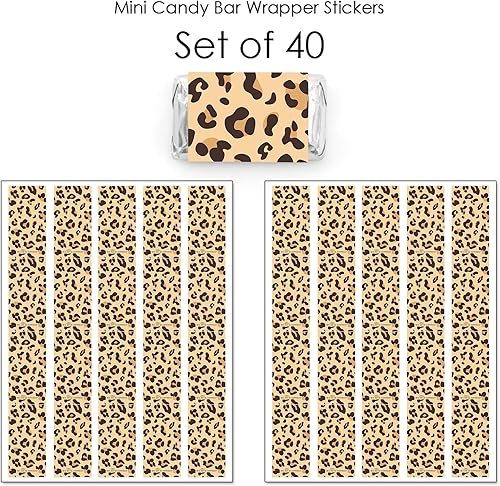 Miniatura 3 de Big Dot of Happiness Estampado de leopardo  Mini pegatinas de barra de caramelo  Cheetah Party Small Favores  40 unidades