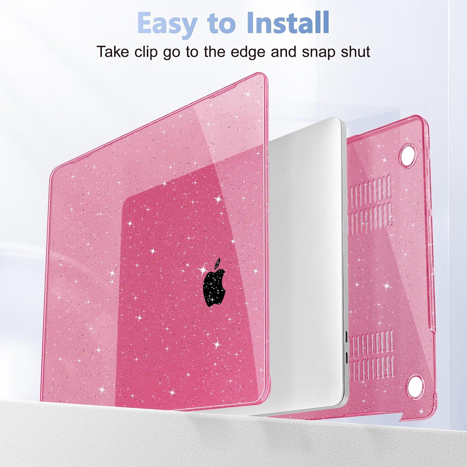 May Chen Compatible with MacBook Pro 13 inch Case 2022 2021 2020 Release Model A2338 M2 M1 A2251 A2289, Hard Shell Case with Keyboard Cover for MacBook Pro 13 Touch Bar Fits Touch ID, Peach Glitter