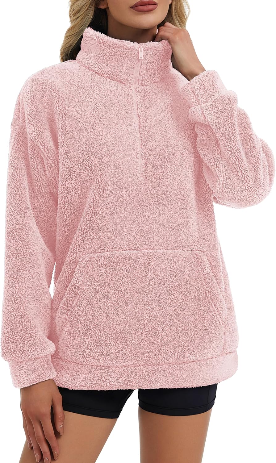 YUCOLEN Fleece Pullover Women Long Sleeve Fuzzy Half Zip Sweatshirt with Pockets Warm Winter Spring Jacket 2026 Trendy