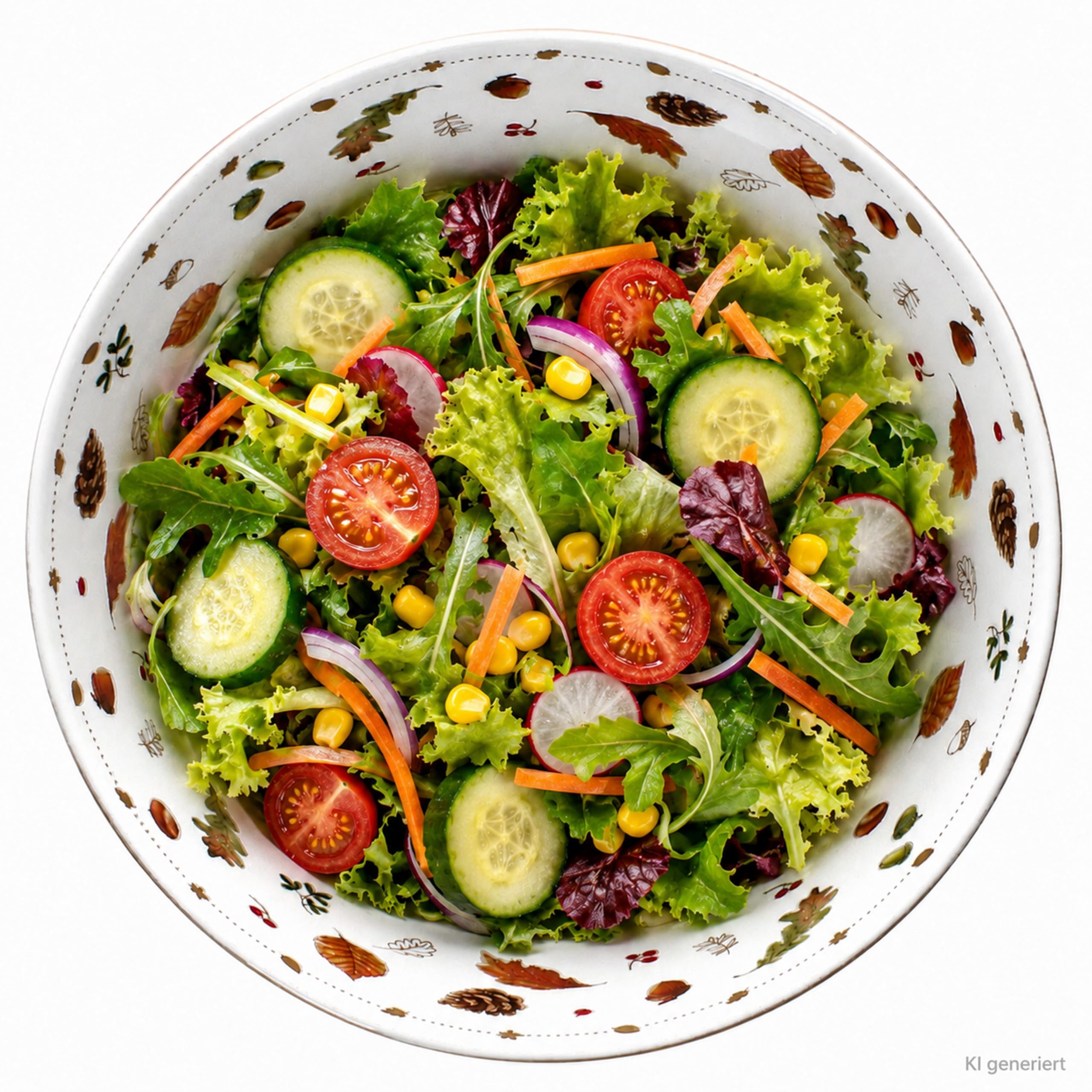 MamboCat Autumn Breeze - Ciotola da portata rotonda, diametro 23 cm, in porcellana, bianca con decorazione a fungo, insalatiera, ciotola per pasta, per autunno, buffet e tavola