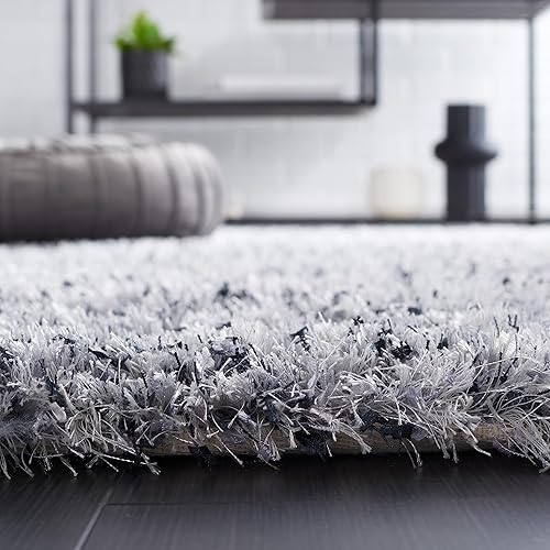 Miniatura 3 de SAFAVIEH Malibu Shag Collection - Alfombra de área, 10 x 14 pies, color plateado, hecho a mano, sólida, 1.4 pulgadas de grosor, ideal para zonas de