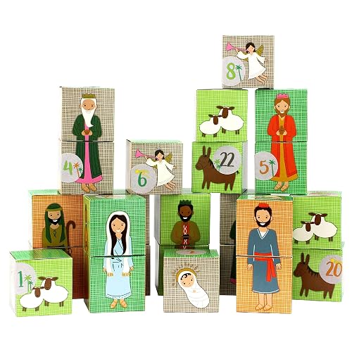 Papierdrachen calendario de adviento DIY para rellenar - set de cajas - motivo de la Natividad