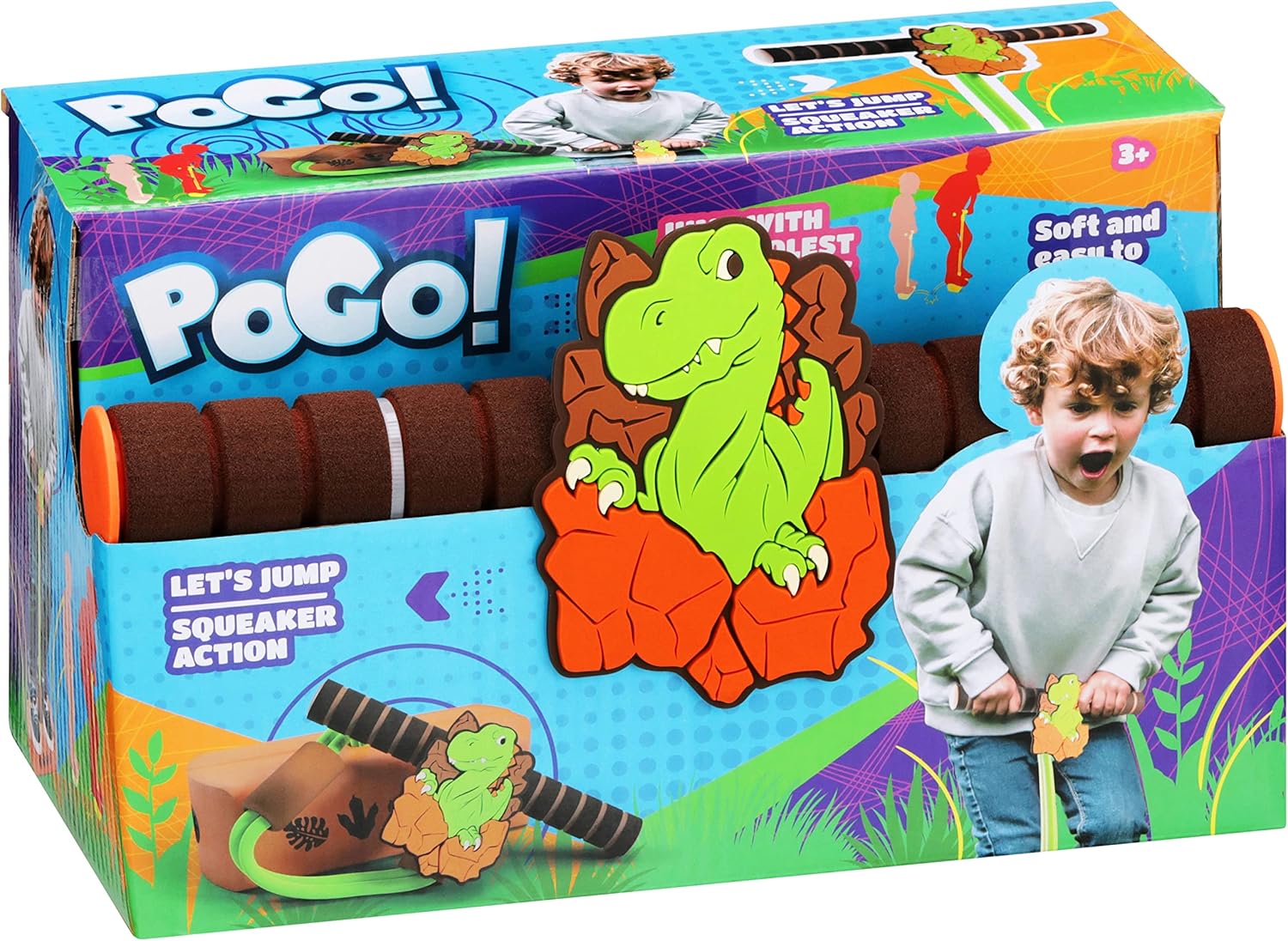 EOLO PoGo Kids’ Jumper Stick, Dino, Encourages Active Lifestyle, Safe Indoor & Outdoor Play, Soft Plush Foam Step Block, Green, Brown, Ages 3+ : Toys & Games