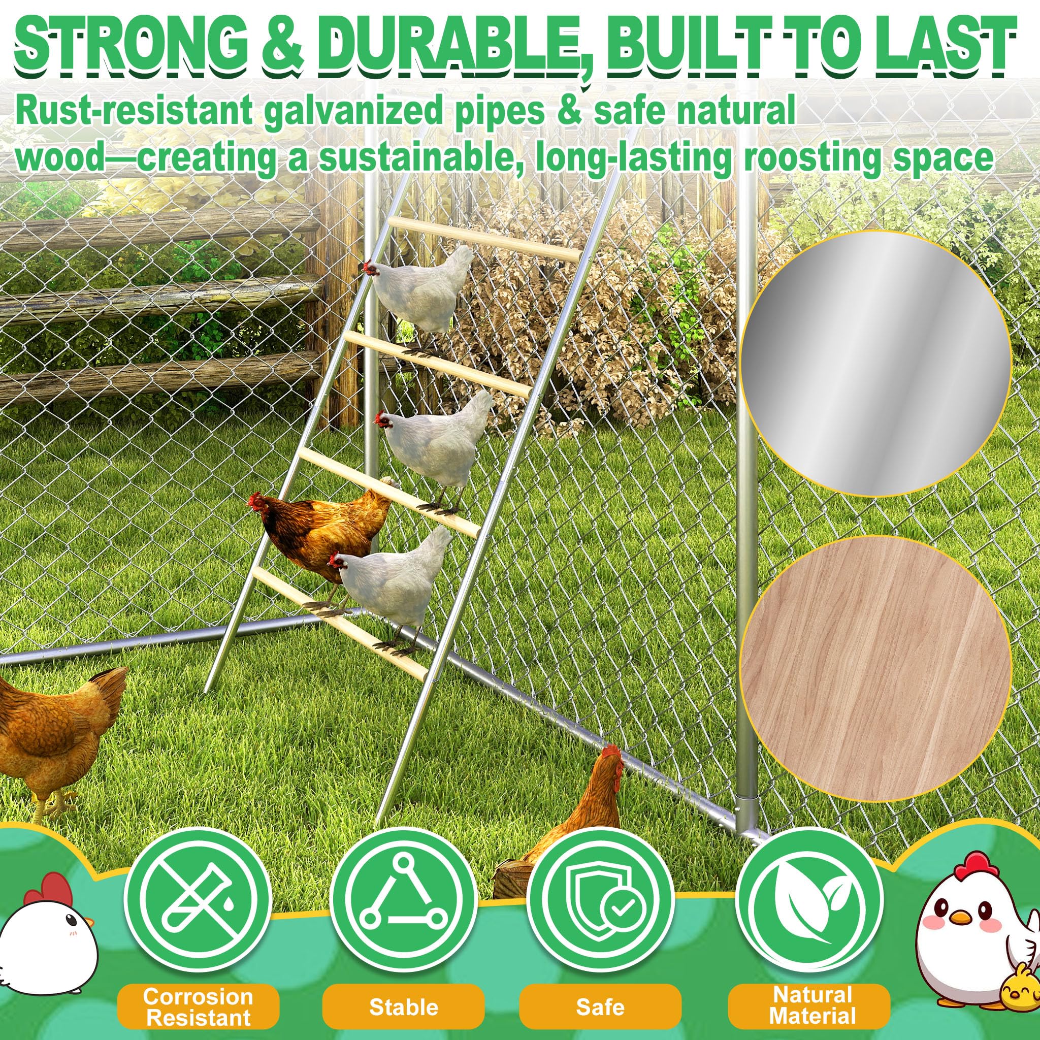 NAIZY Polli scala a 4 livelli grande supporto per pollame, per interni ed esterni, in legno, per parco giochi per polli, pollame, salottino, accessori per pollaio