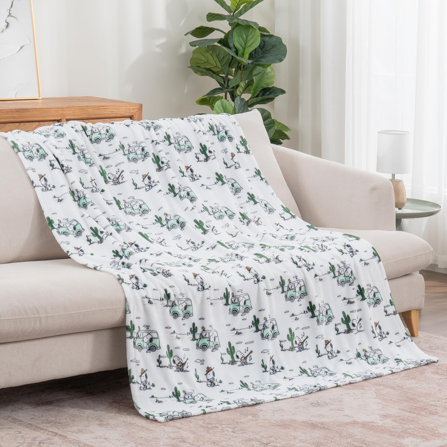 Berkshire Blanket Peanuts® VelvetLoft® Cute Character Snoopy Plush Throw Blanket,Snoopy Desert Travel White,Throw 55 in x 70 in (Official Peanuts® Product) - Image 5