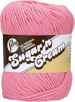 Lily Sugar N Cream Super Size Solid Yarn, 4oz, Gauge 4 Medium, 100% Cotton - Rose Pink - Machine Wash & Dry