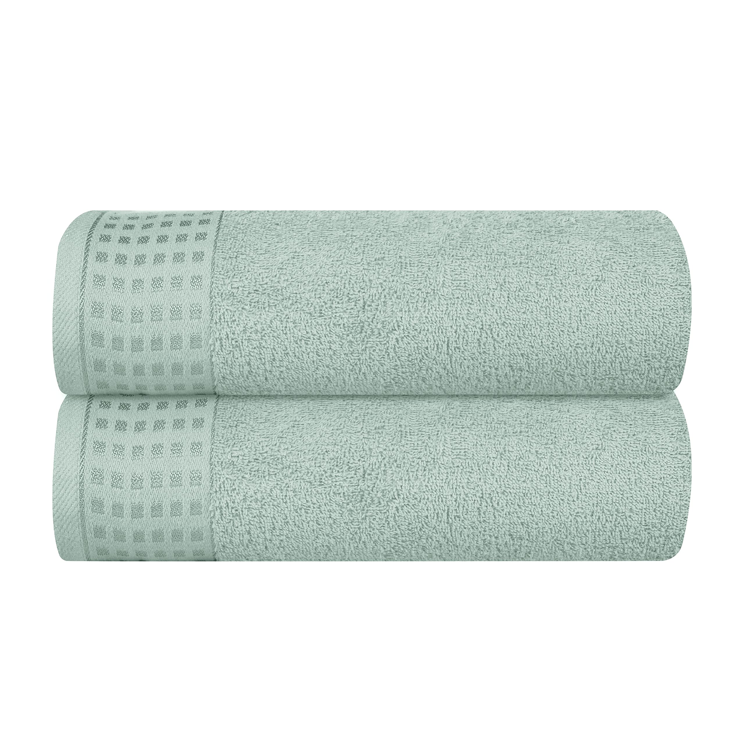 GLAMBURG 100% Cotton 2 Pack Oversized Bath Towel Set 28x55 Inches, Ultra Soft Highly Absorbant Compact Quickdry &amp; Lightweight Large Bath Towels, Ideal for Gym Travel Camp Pool - Sea Green