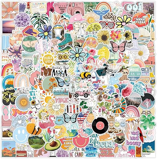 200Pcs Water Bottle Stickers for Kids, Cute Stickers for Water Bottles, Vinyl Waterproof Aesthetic Laptop Sticker Pack Classroom Prizes Skateboard for Kids Teens Girls Students