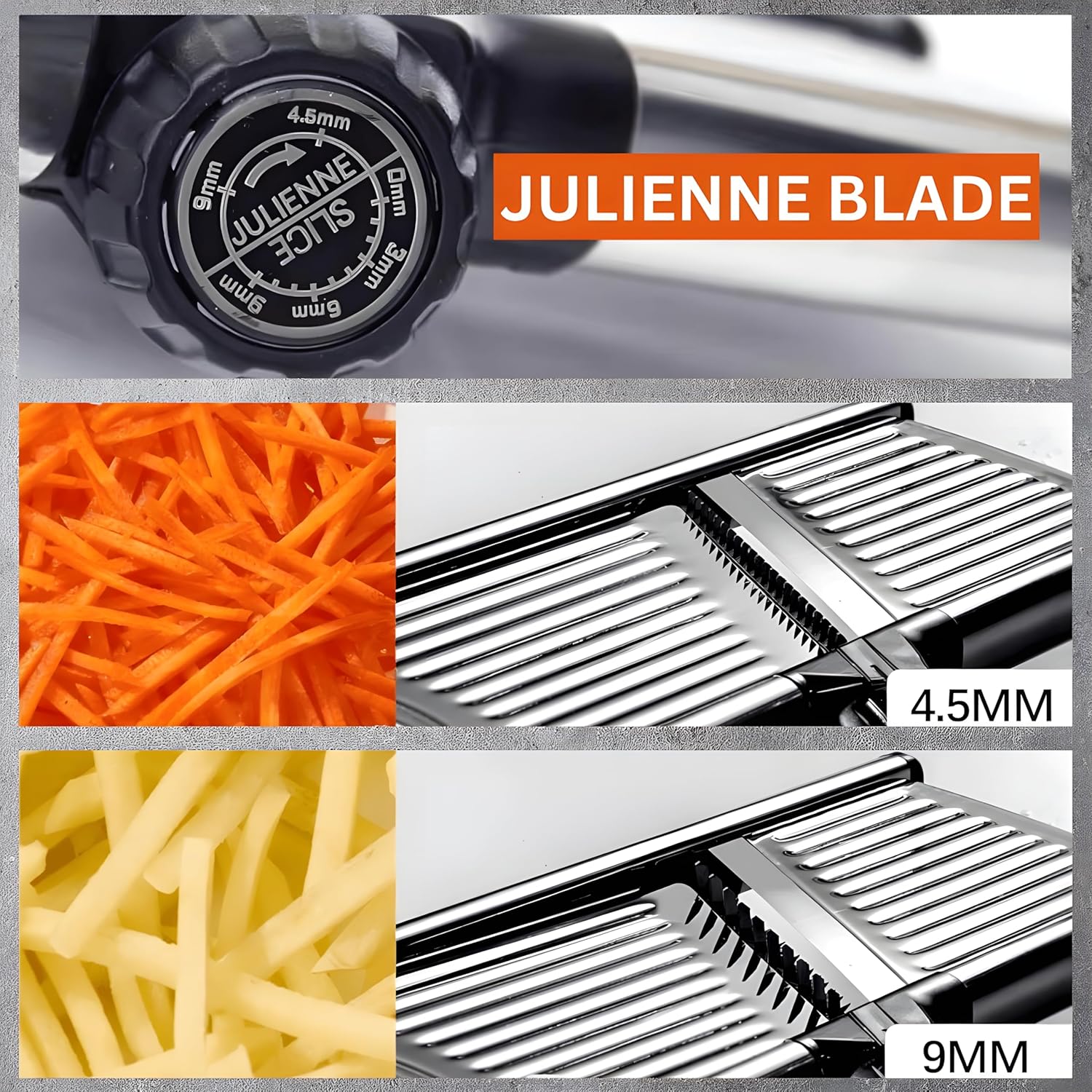 Mandoline Slicer for Kitchen, Adjustable Stainless Steel Mandoline Food Slicer with Julienne Blades, Multifunctional Vegetable Cutter, Potato, Onion, Cucumber, Tomato Slicer with Cut-Resistant Gloves
