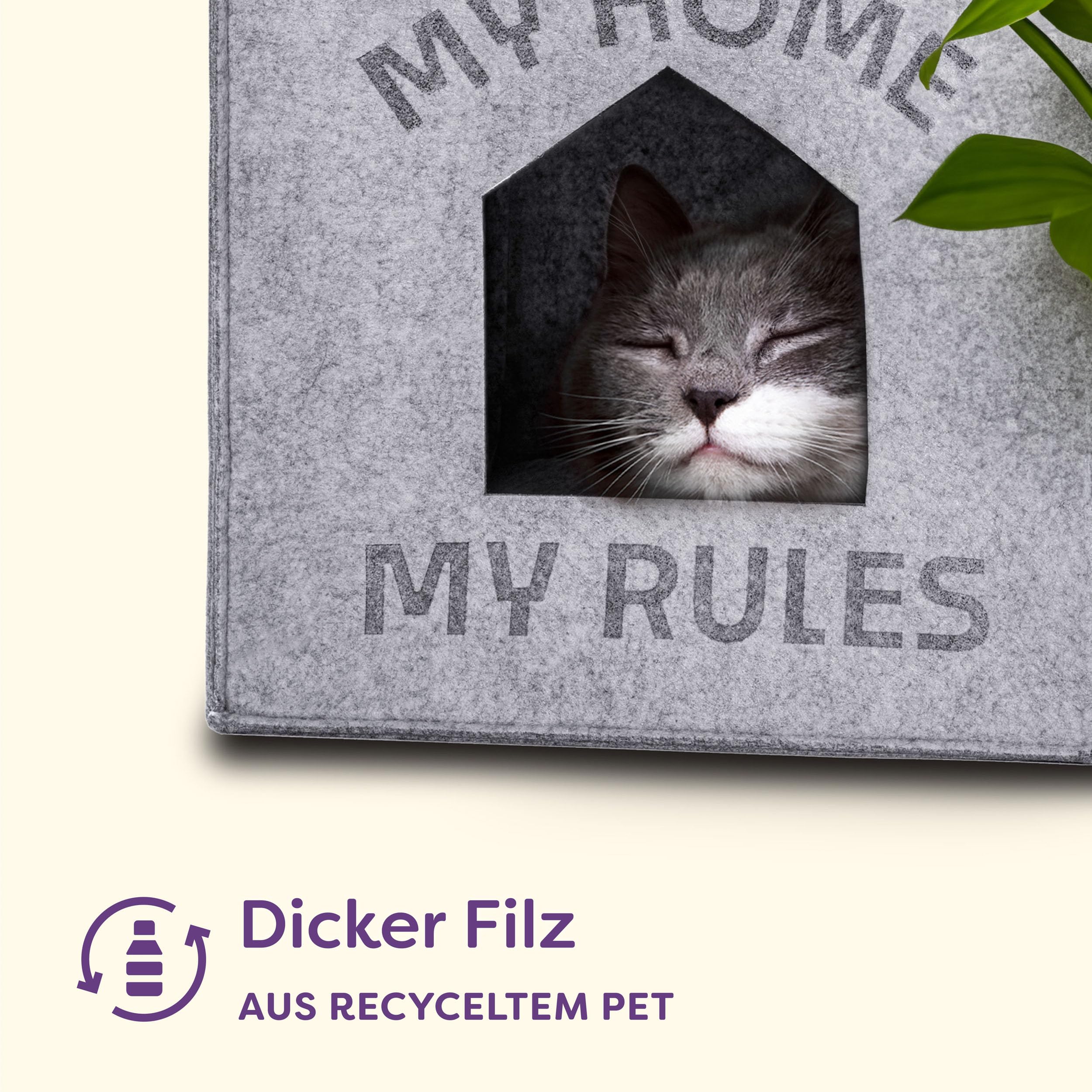 Knupis Katzenhöhle aus Filz - Passend für Kallax Regal - Mit Kissen - Anti-Rutsch Boden - Umweltfreundlichem Filz - Kuschelhöhle für Katzen - Hellgrau