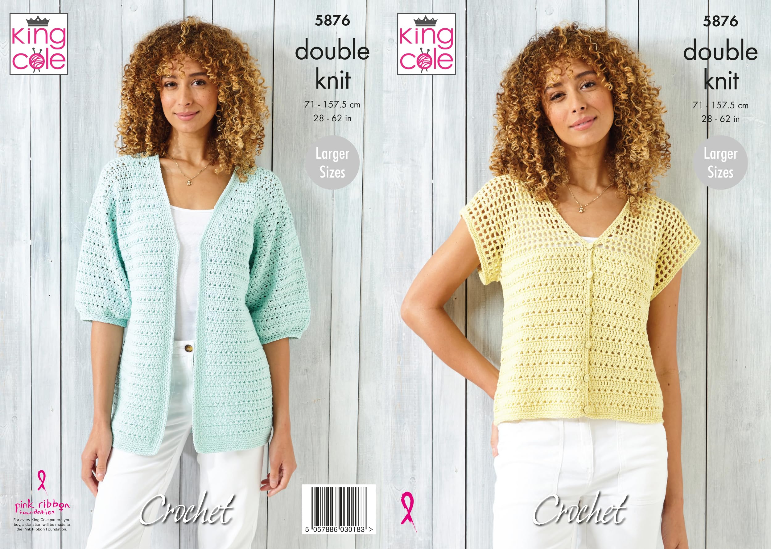King Cole DK Crochet Pattern - 5876 Ladies Cardigans (2 Designs)