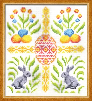 Povitrulya Happy Easter - Counted Cross Stitch Sampler kit for Easy Embroidery