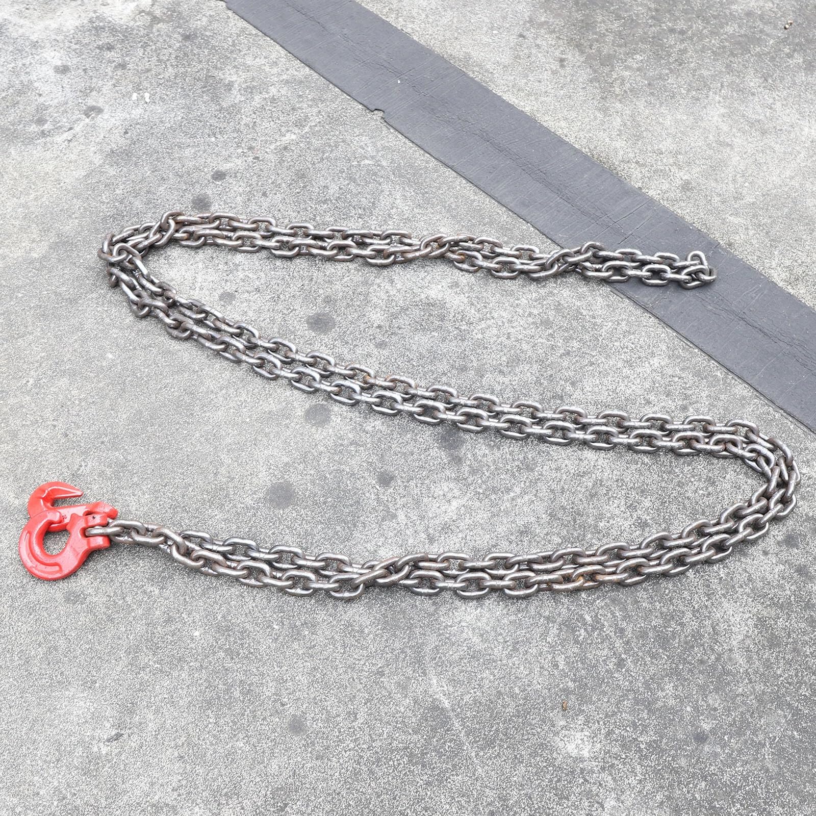 Kettenschlinge 8mm Durchmesser 3m/5m Arbeitslänge 2-Tonnen Hebekette mit glattkantigem Design & Zentriergreifer robuste Hebezeugkette für Stahlwerke, Häfen und Lagerhallen (5m)