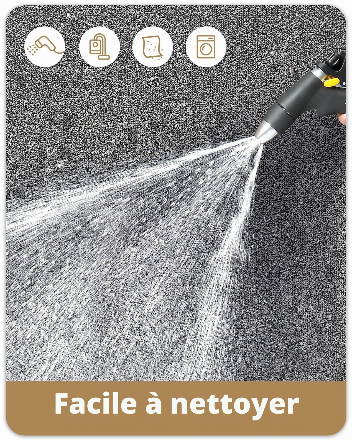 Color G Paillasson Extérieur, Tapis Exterieur Entree Robuste Antidérapant, Lavable, Essuyer Chaussure, Anti-Poussière, Tapis de Porte Extérieur Imperméable pour Entrée, Jardin, 44x75 cm, Gris